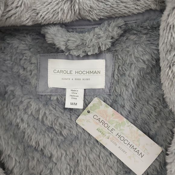 Carole Hochman Womens Texture Plush Wrap Robe Medium Gray - Picture 10 of 10